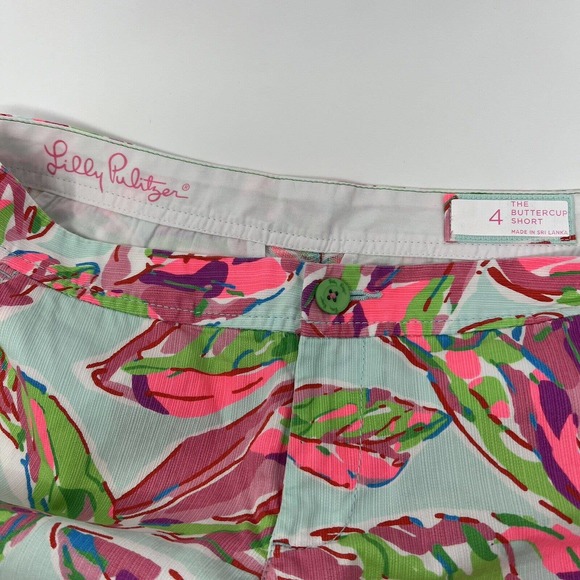 Lilly Pulitzer In The Vias Buttercup Tropical Bright Palm Shorts Womens 4 - Picture 4 of 8